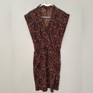 AQUA Women’s Wrap Dress Colorful Print Short Sleeve Elastic Waist Size Medium